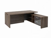 Стол с опорной тумбой FI-119R.GG Орех Пацифик Табак/Камень Пьетра Гриджиа черный