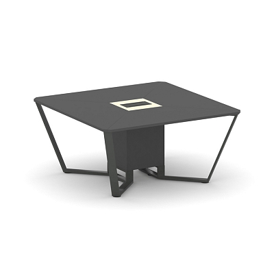 Steel Meet Стол переговорный квадратный KM-PR.B.SP-08 Антрацит/Ваниль Глянец/Металл Антрацит 1600*16