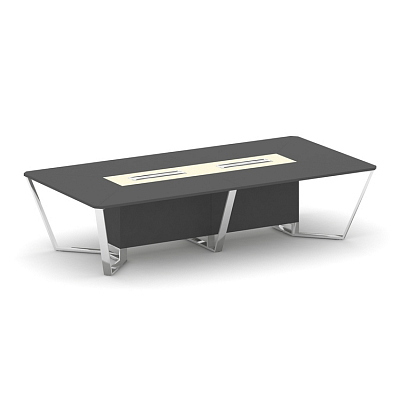Steel Meet Стол переговорный прямоугольный MM-PR.B.SP-12 Антрацит/Ваниль Глянец/Нержавеющая Сталь/Хр