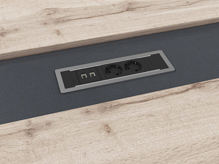 Центральная вставка стола переговора с блоком розеток BachMann 2*220+2*RG45. Т-113