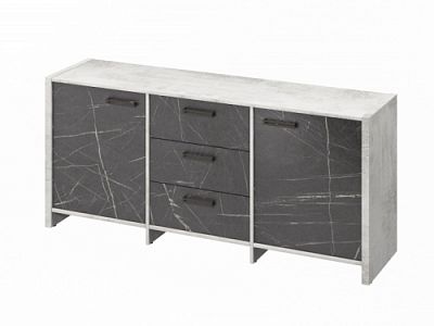 Тумба трехсекционная FB-13-01.G Хромикс белый/Камень Пьетра Гриджиа черный