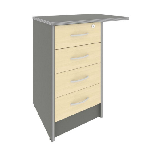 Тумба приставная на 4 ящика с замком Riva А.ТП-4.3F-S