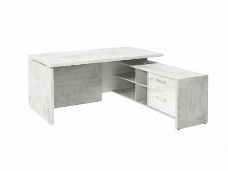 Стол с опорной тумбой FI-117R.GG Хромикс белый/Мрамор Леванто белый