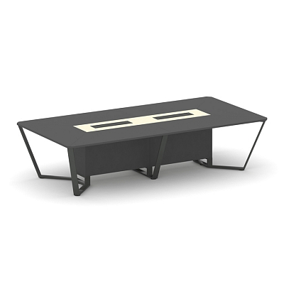 Steel Meet Стол переговорный прямоугольный KM-PR.B.SP-12 Антрацит/Ваниль Глянец/Металл Антрацит 3200