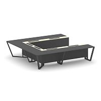 Steel Meet Стол переговорный П-образный KM-PR.B.SP-11P Антрацит/Ваниль Глянец/Металл Антрацит 3200*3