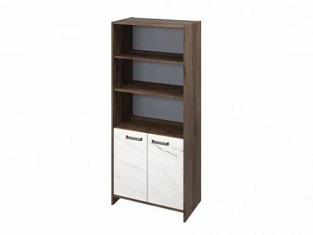 Шкаф для документов FB-672.G. Орех Пацифик Табак/Мрамор Леванто белый