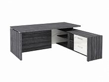 Стол с опорной тумбой FI-119R.GG Древесина Графит/Мрамор Леванто белый