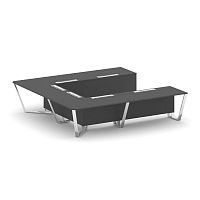 Steel Meet Стол переговорный П-образный MDK-PR.B.SP-11P Антрацит/Нержавеющая Сталь/Хром 3200*3200*75