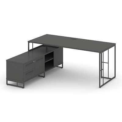 Rift Direct Стол руководителя на опорной тумбой RF.SRT-25 (L) Антрацит/Металл Антрацит 1780*1600*750