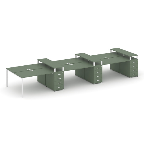 Бенч-система на 6 мест с 3 опорными тумбами Concept CN.DRS-474